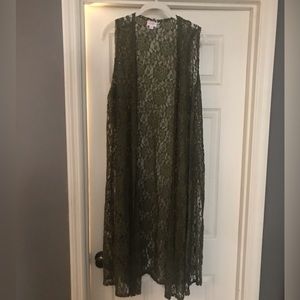 LuLaRoe LLR Joy coverup in olive green lace size M